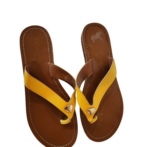 Coach Chapel Slide Sandals Mustard Yellow Womens Size 8 - Picture 2 of 7